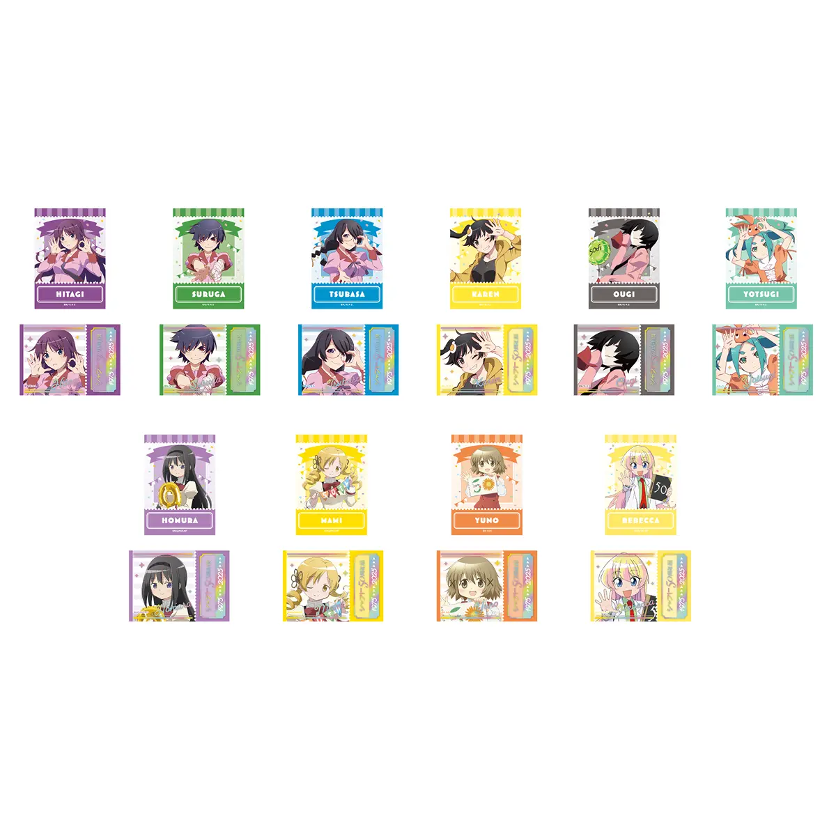 イベント描きおろしランダムカード　グリーン（全20種）ひたぎ/駿河/翼/火憐/扇/余接ほむら/マミ/ゆの/レベッカ宮本